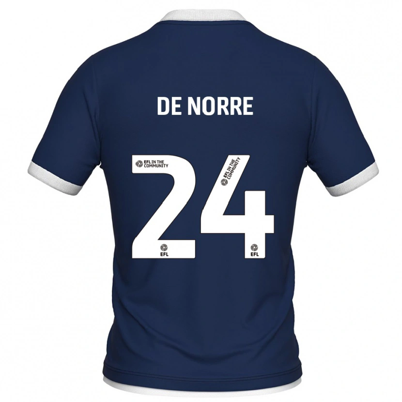 Danxen Enfant Maillot Casper De Norre #24 Marine Blanc Tenues Domicile 2025/26 T-Shirt
