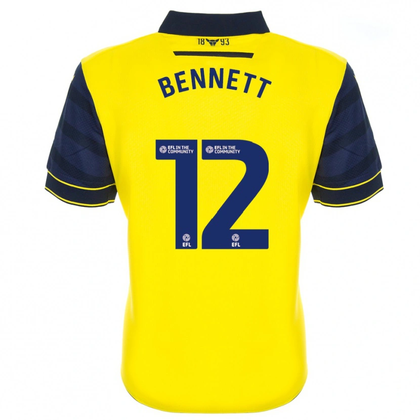 Danxen Enfant Maillot Joe Bennett #12 Jaune Marine Tenues Domicile 2025/26 T-Shirt