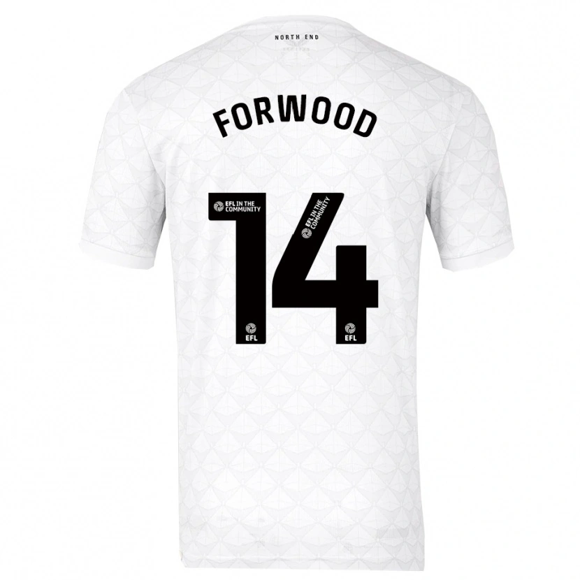 Danxen Enfant Maillot Charlie Forwood #14 Blanc Rouge Tenues Domicile 2025/26 T-Shirt