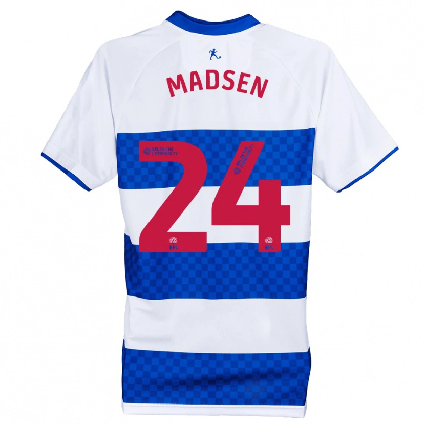 Danxen Enfant Maillot Nicolas Madsen #24 Bleu Blanc Tenues Domicile 2025/26 T-Shirt
