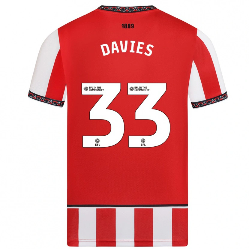 Danxen Enfant Maillot Bethan Davies #33 Rouge Blanc Tenues Domicile 2025/26 T-Shirt