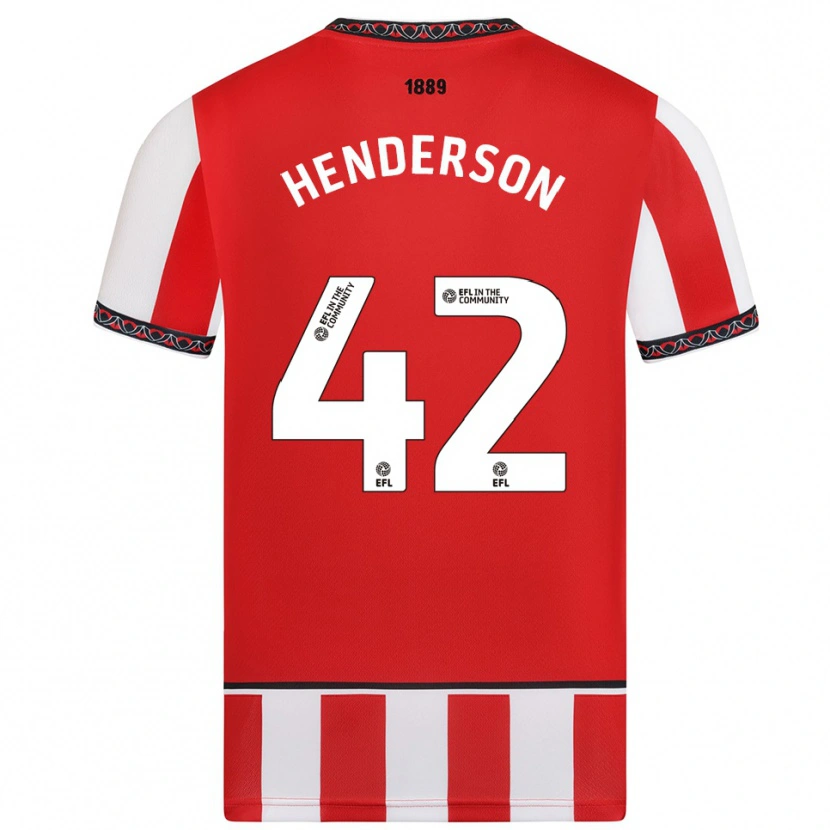 Danxen Enfant Maillot Peyton Henderson #42 Rouge Blanc Tenues Domicile 2025/26 T-Shirt