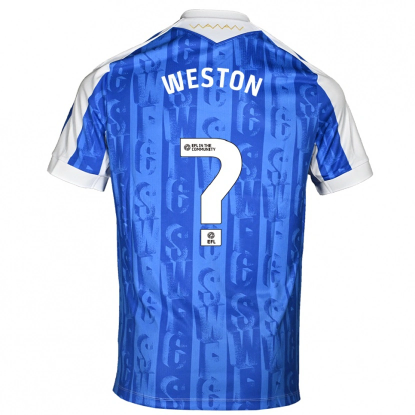 Danxen Enfant Maillot Dom Weston #0 Bleu Blanc Tenues Domicile 2025/26 T-Shirt
