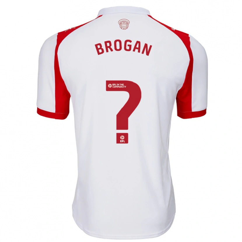 Danxen Enfant Maillot Adam Brogan #0 Blanc Rouge Tenues Domicile 2025/26 T-Shirt