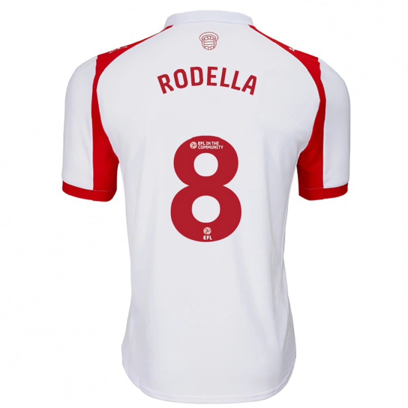 Danxen Enfant Maillot Leo Rodella #8 Blanc Rouge Tenues Domicile 2025/26 T-Shirt
