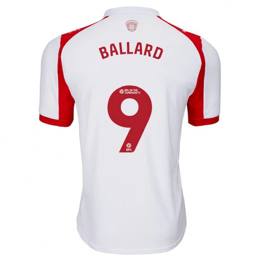Danxen Enfant Maillot Dom Ballard #9 Blanc Rouge Tenues Domicile 2025/26 T-Shirt