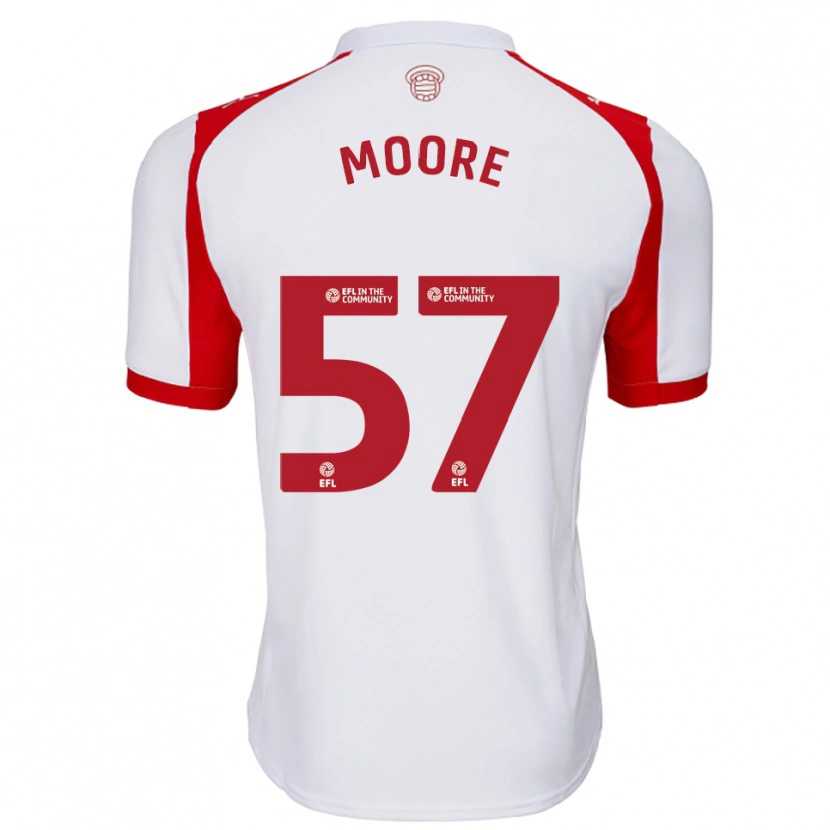 Danxen Enfant Maillot Jayden Moore #57 Blanc Rouge Tenues Domicile 2025/26 T-Shirt