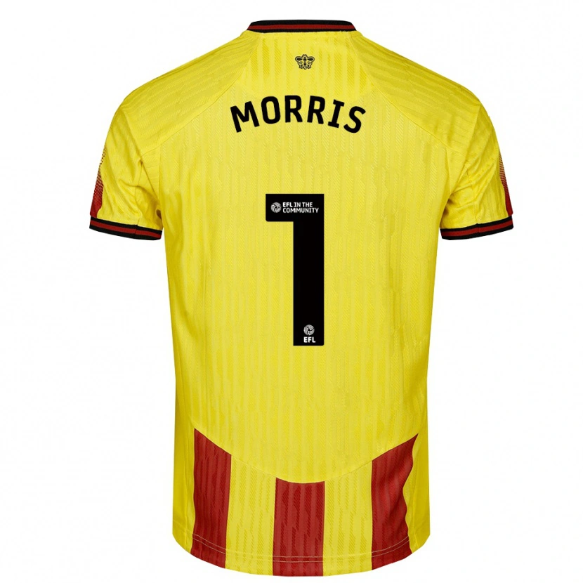 Danxen Enfant Maillot Sam Morris #1 Jaune Rouge Tenues Domicile 2025/26 T-Shirt