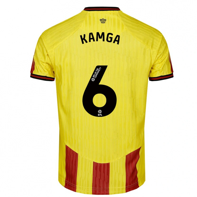 Danxen Enfant Maillot Ian Kamga #6 Jaune Rouge Tenues Domicile 2025/26 T-Shirt