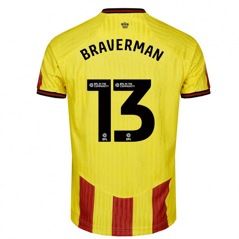 Danxen Enfant Maillot Zack Braverman #13 Jaune Rouge Tenues Domicile 2025/26 T-Shirt