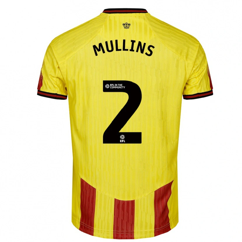 Danxen Enfant Maillot Joshua Mullins #2 Jaune Rouge Tenues Domicile 2025/26 T-Shirt