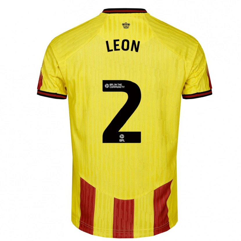 Danxen Enfant Maillot Lucía León #2 Jaune Rouge Tenues Domicile 2025/26 T-Shirt
