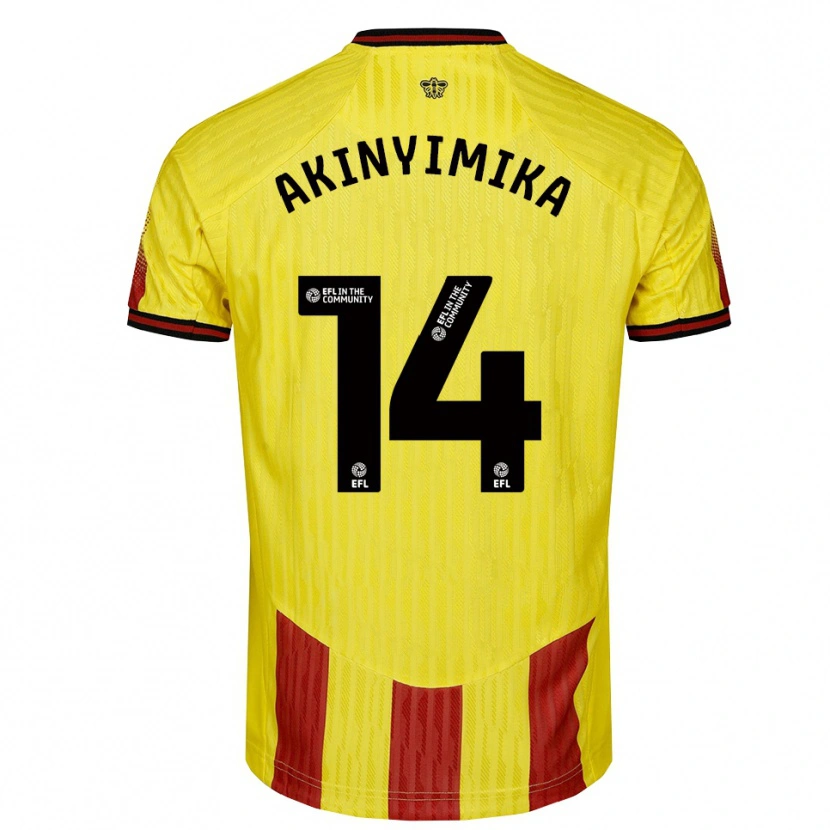 Danxen Enfant Maillot Tobi Akinyimika #14 Jaune Rouge Tenues Domicile 2025/26 T-Shirt