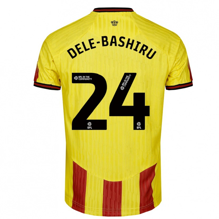 Danxen Enfant Maillot Tom Dele-Bashiru #24 Jaune Rouge Tenues Domicile 2025/26 T-Shirt