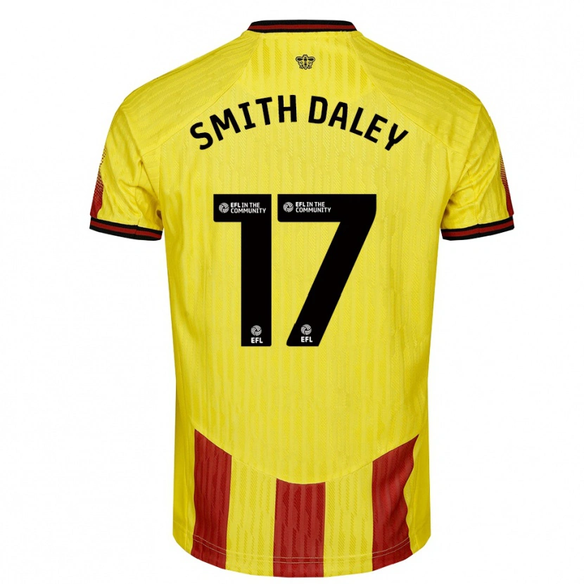 Danxen Enfant Maillot Kymani Smith Daley #17 Jaune Rouge Tenues Domicile 2025/26 T-Shirt
