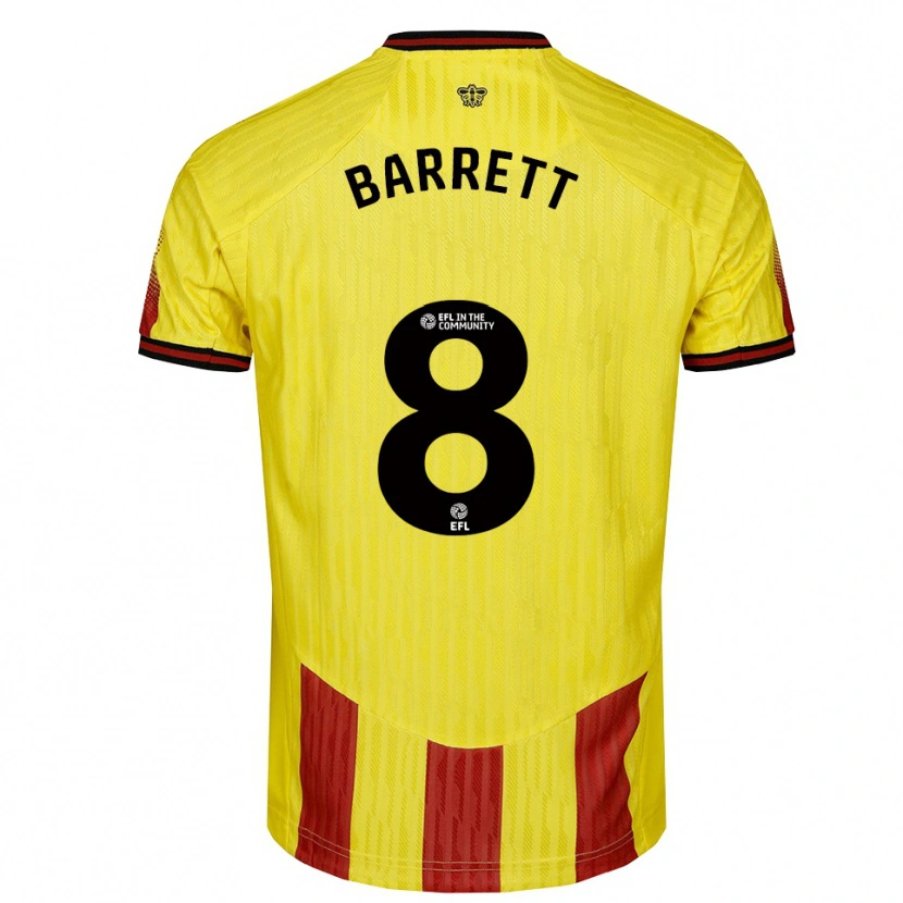 Danxen Enfant Maillot Hayden Barrett #8 Jaune Rouge Tenues Domicile 2025/26 T-Shirt