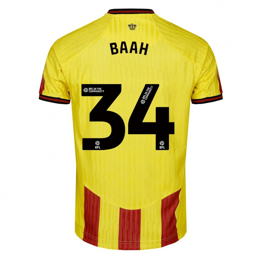 Danxen Enfant Maillot Kwadwo Baah #34 Jaune Rouge Tenues Domicile 2025/26 T-Shirt