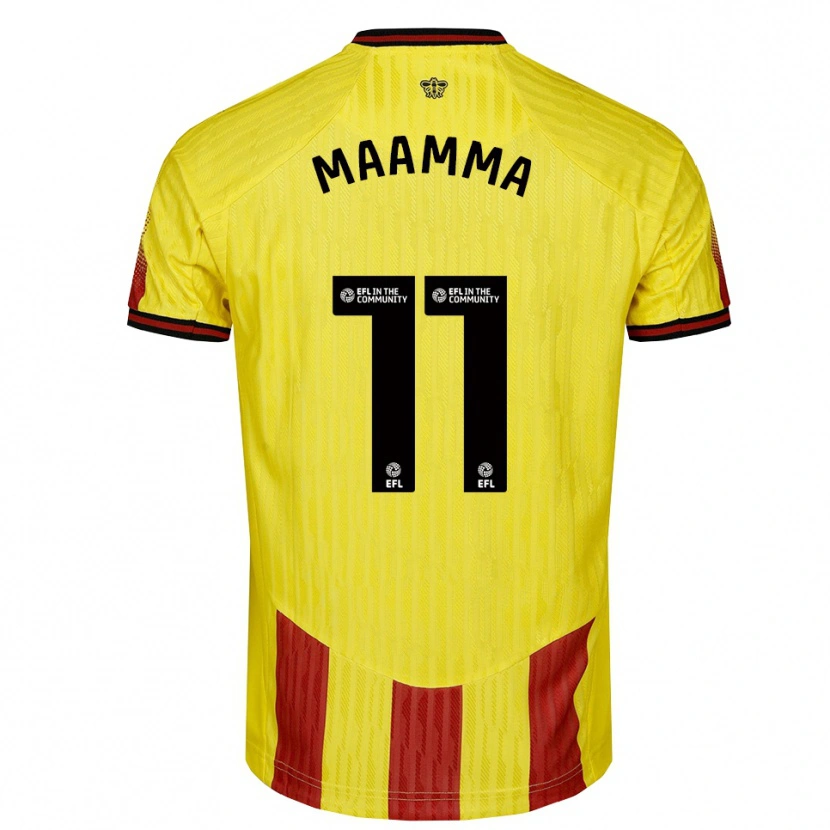 Danxen Enfant Maillot Othmane Maamma #11 Jaune Rouge Tenues Domicile 2025/26 T-Shirt