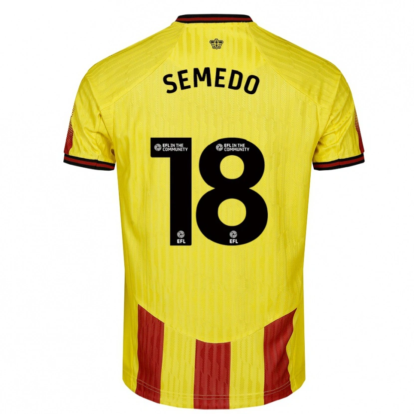 Danxen Enfant Maillot Vivaldo Semedo #18 Jaune Rouge Tenues Domicile 2025/26 T-Shirt
