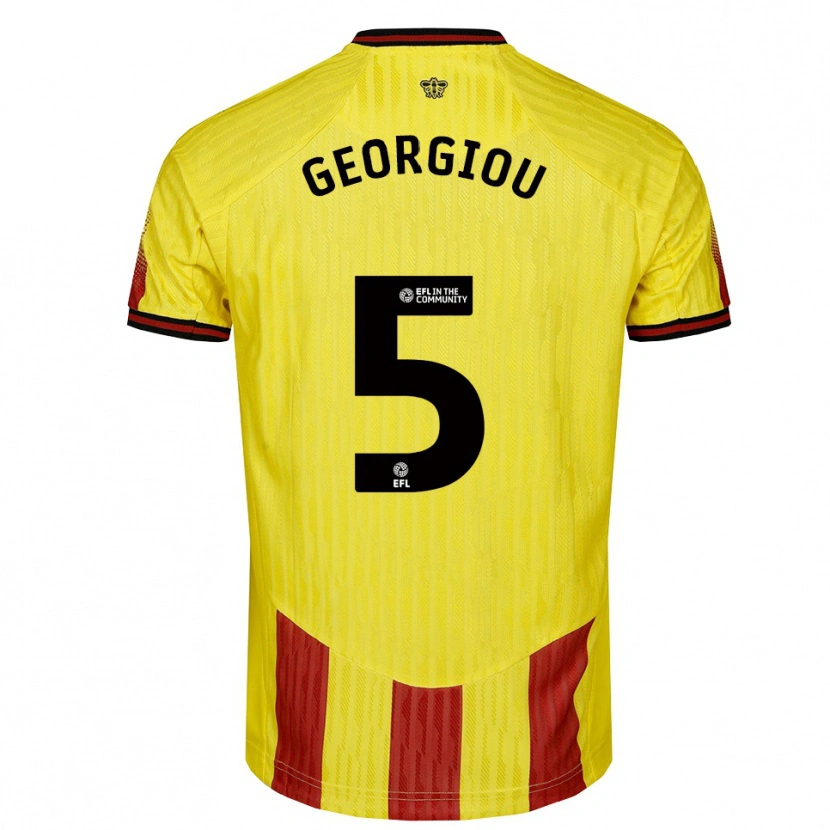 Danxen Enfant Maillot Tom Georgiou #5 Jaune Rouge Tenues Domicile 2025/26 T-Shirt