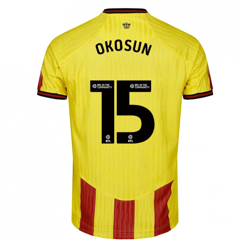 Danxen Enfant Maillot Nickson Okosun #15 Jaune Rouge Tenues Domicile 2025/26 T-Shirt