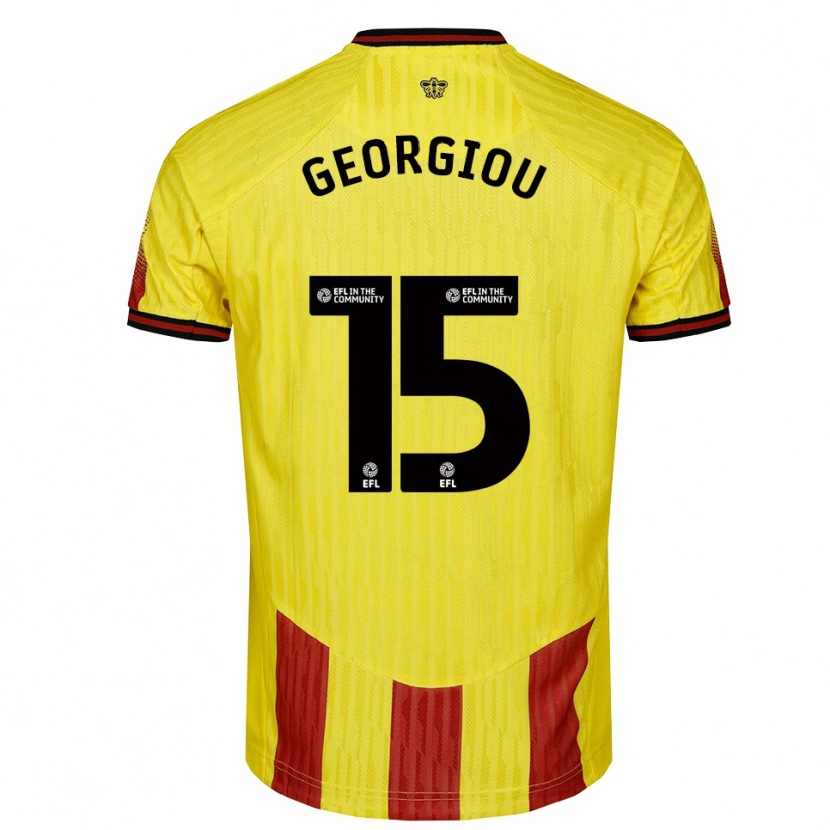 Danxen Enfant Maillot Andria Georgiou #15 Jaune Rouge Tenues Domicile 2025/26 T-Shirt