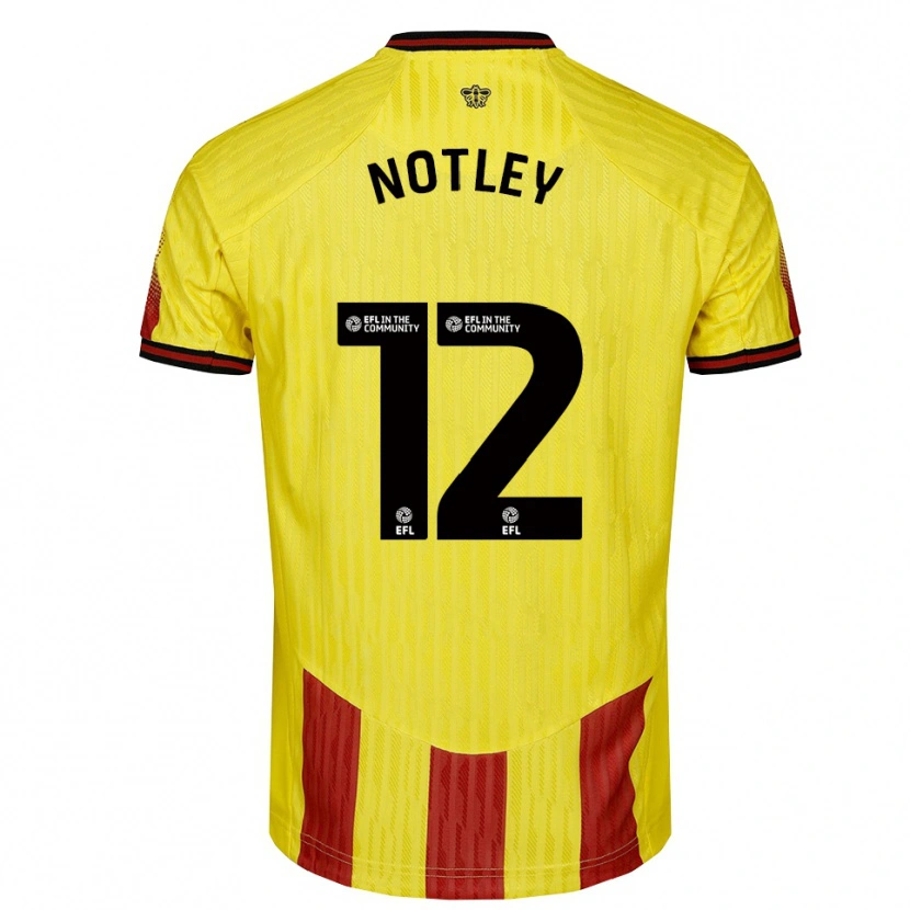 Danxen Enfant Maillot Tyler Notley #12 Jaune Rouge Tenues Domicile 2025/26 T-Shirt