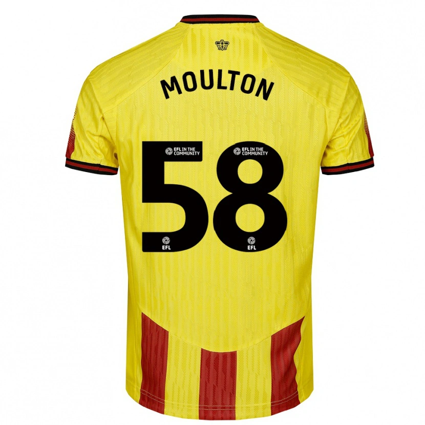 Danxen Enfant Maillot Jai-Dea Moulton #58 Jaune Rouge Tenues Domicile 2025/26 T-Shirt