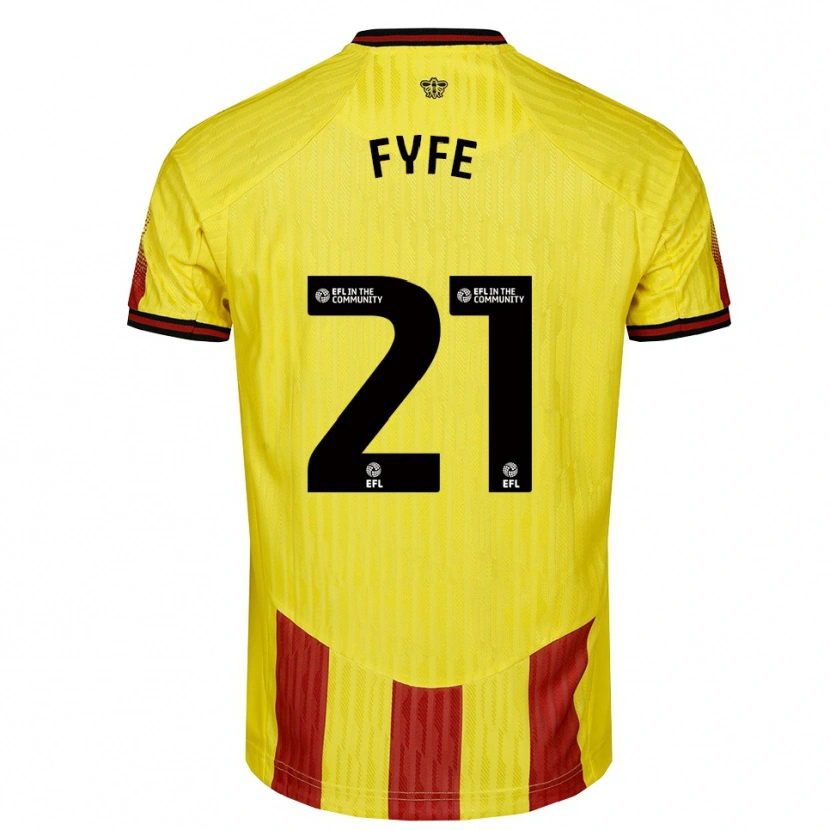 Danxen Enfant Maillot Flo Fyfe #21 Jaune Rouge Tenues Domicile 2025/26 T-Shirt