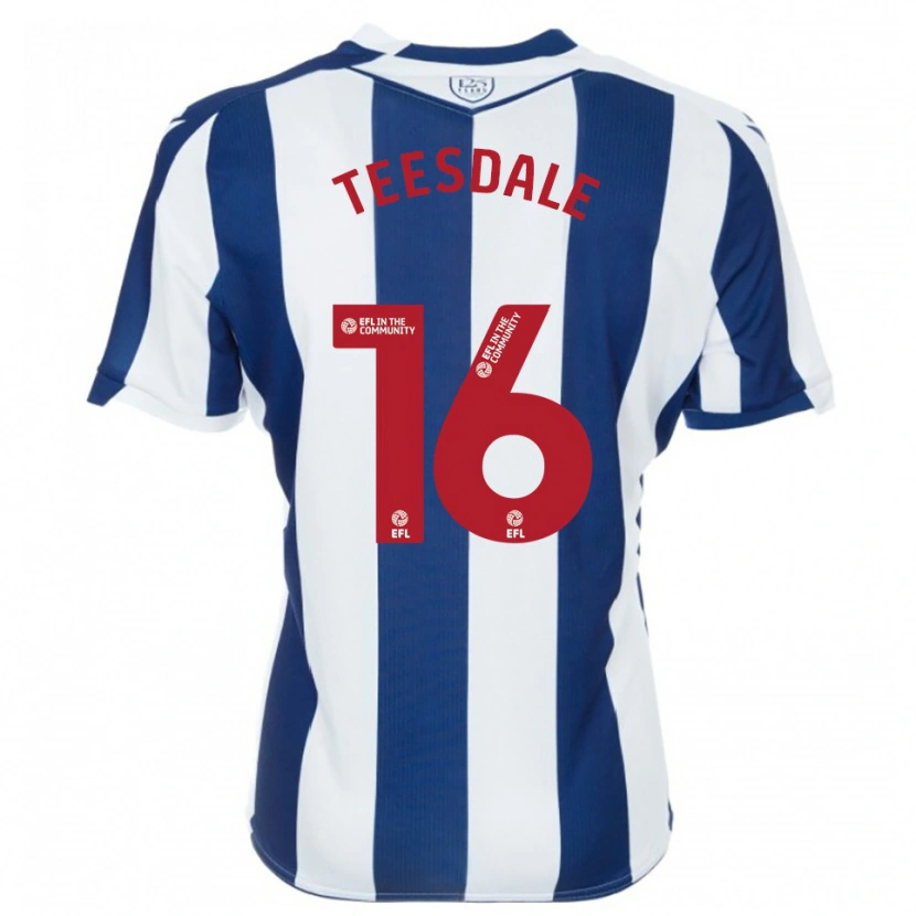 Danxen Enfant Maillot Finn Teesdale #16 Marine Blanc Tenues Domicile 2025/26 T-Shirt