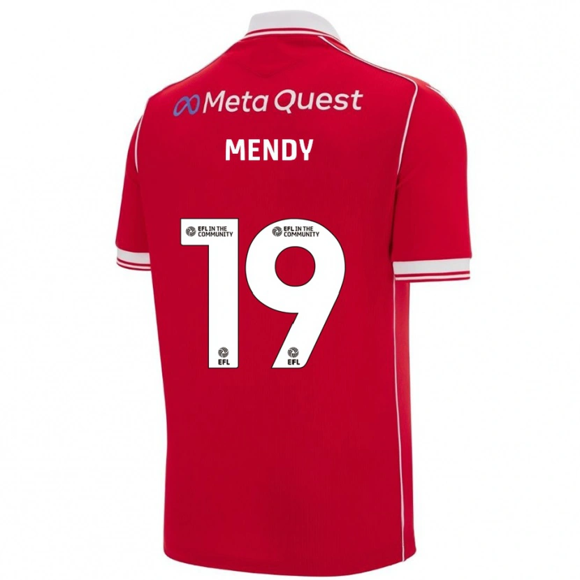 Danxen Enfant Maillot Jacob Mendy #19 Rouge Blanc Tenues Domicile 2025/26 T-Shirt