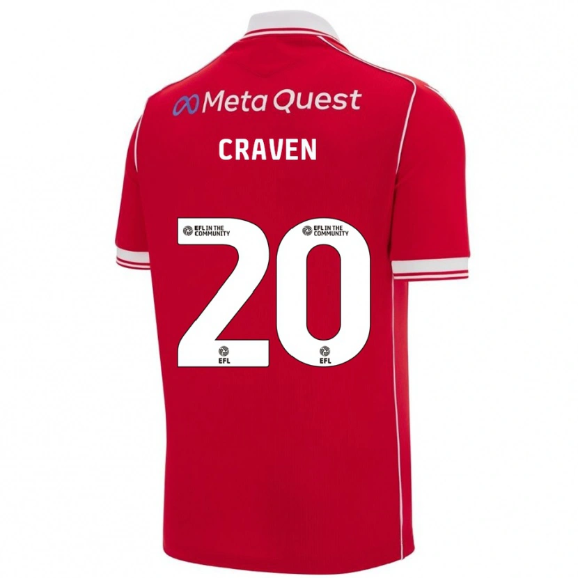 Danxen Enfant Maillot Lizzie Craven #20 Rouge Blanc Tenues Domicile 2025/26 T-Shirt