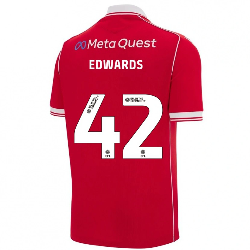 Danxen Enfant Maillot Callum Edwards #42 Rouge Blanc Tenues Domicile 2025/26 T-Shirt