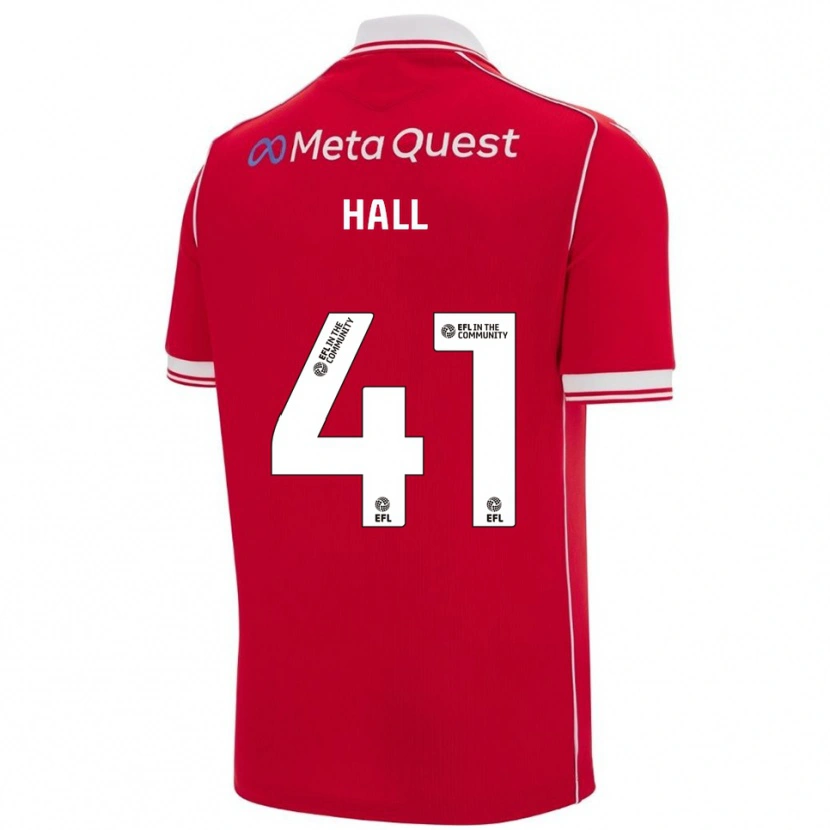 Danxen Enfant Maillot Liam Hall #41 Rouge Blanc Tenues Domicile 2025/26 T-Shirt