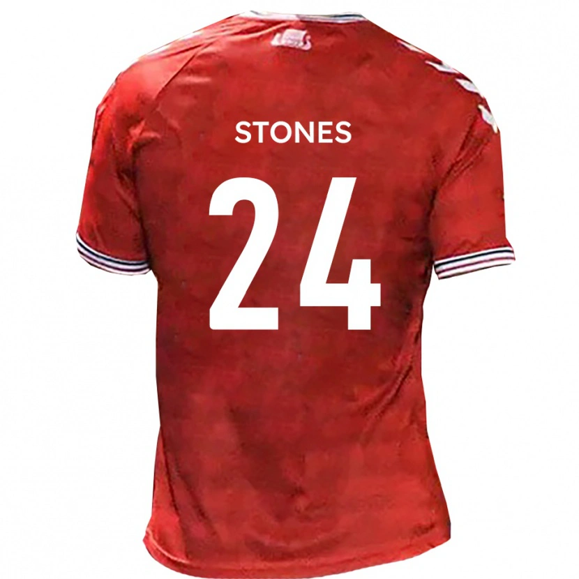Danxen Enfant Maillot Josh Stones #24 Rouge Blanc Tenues Domicile 2025/26 T-Shirt