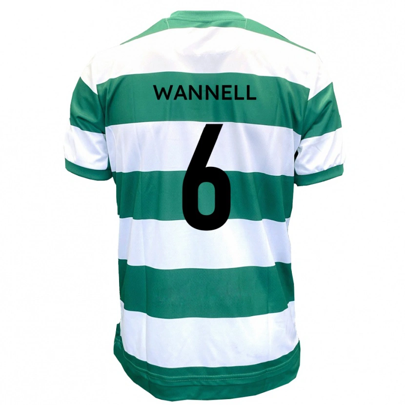Danxen Enfant Maillot Jake Wannell #6 Vert Blanc Tenues Domicile 2025/26 T-Shirt