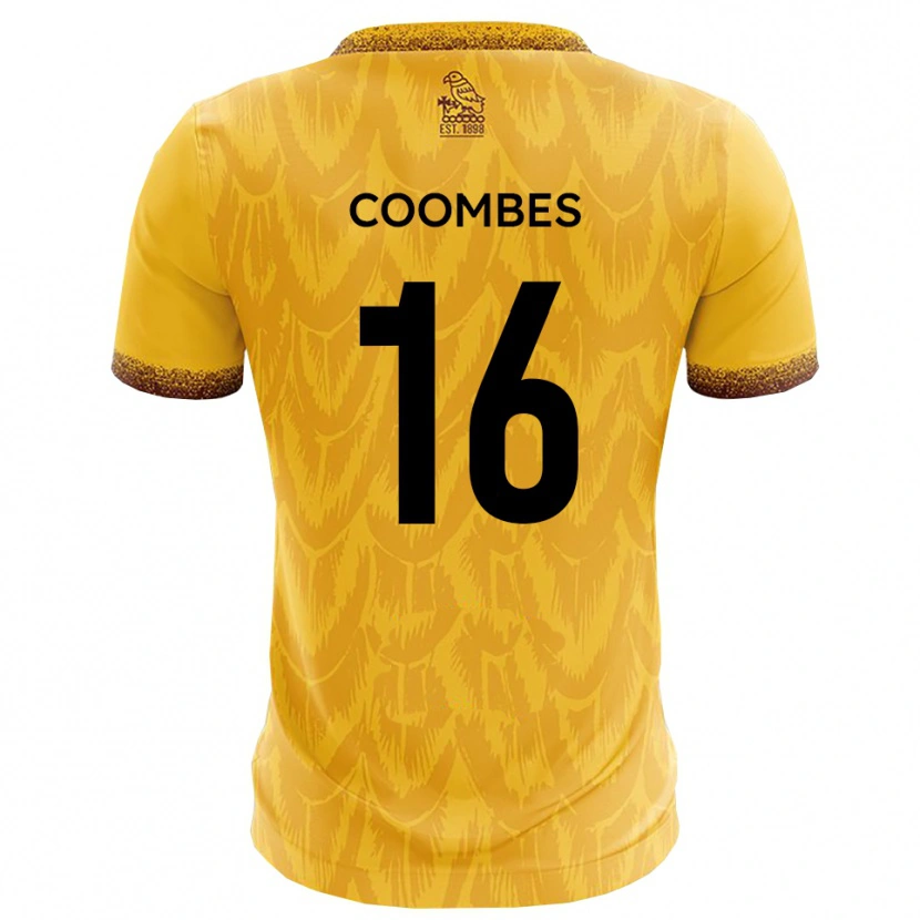 Danxen Enfant Maillot Jay Coombes #16 Jaune Marron Tenues Domicile 2025/26 T-Shirt