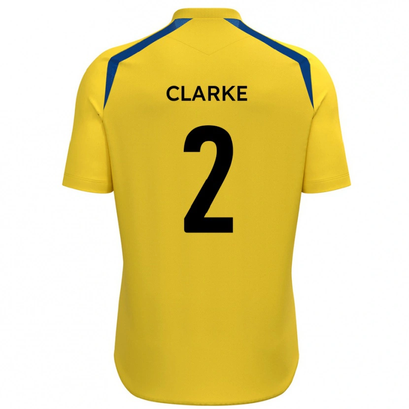 Danxen Enfant Maillot James Clarke #2 Jaune Bleu Tenues Domicile 2025/26 T-Shirt