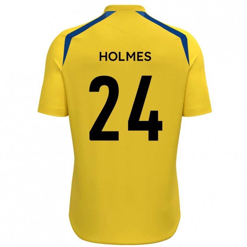 Danxen Enfant Maillot Fin Holmes #24 Jaune Bleu Tenues Domicile 2025/26 T-Shirt