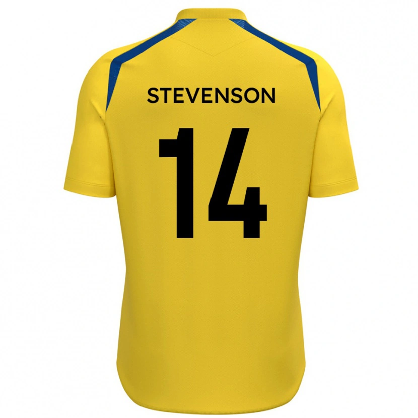 Danxen Enfant Maillot Bradley Stevenson #14 Jaune Bleu Tenues Domicile 2025/26 T-Shirt