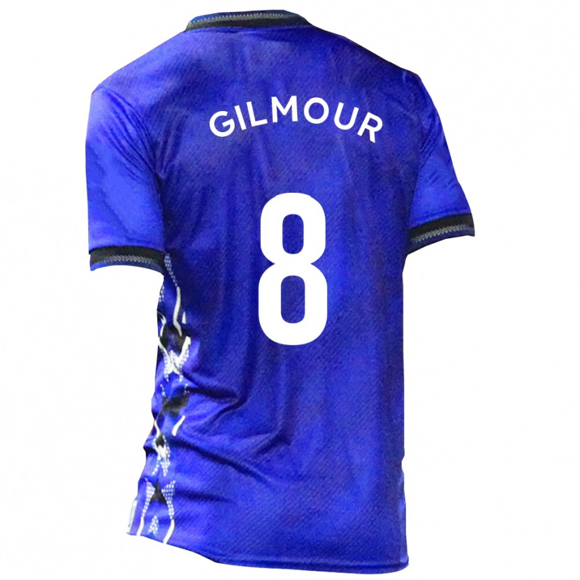 Danxen Enfant Maillot Harvey Gilmour #8 Bleu Blanc Tenues Domicile 2025/26 T-Shirt