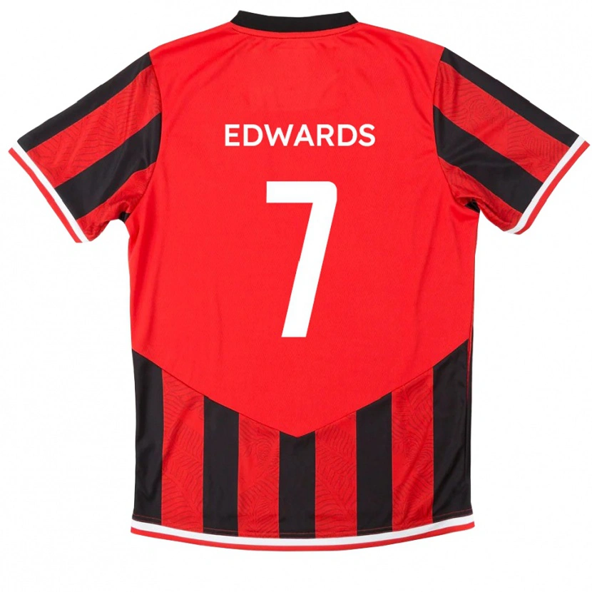 Danxen Enfant Maillot Gwion Edwards #7 Rouge Noir Tenues Domicile 2025/26 T-Shirt