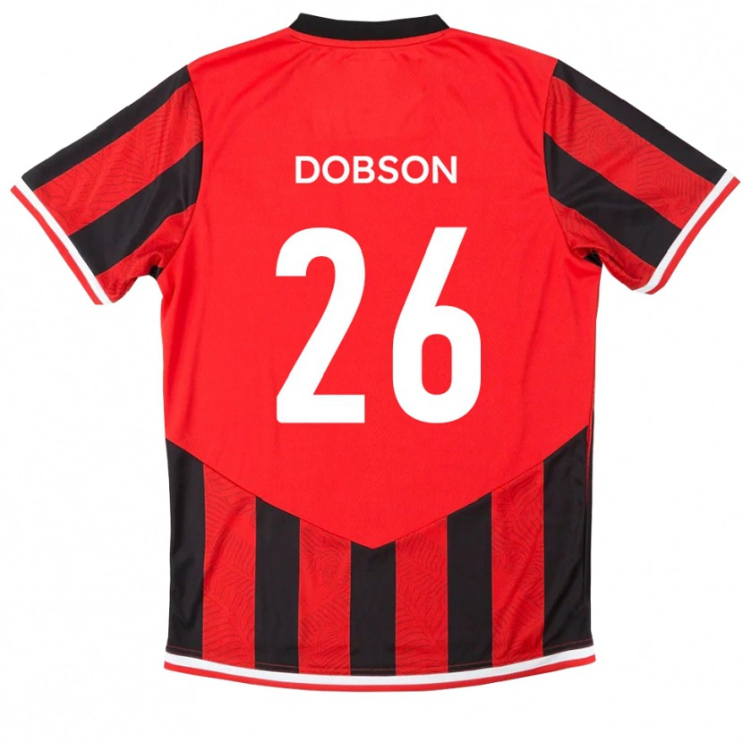 Danxen Enfant Maillot Lennon Dobson #26 Rouge Noir Tenues Domicile 2025/26 T-Shirt