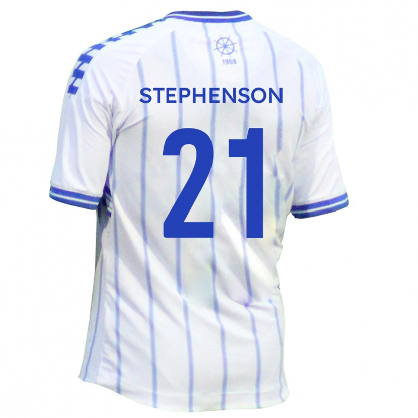 Danxen Enfant Maillot Louis Stephenson #21 Blanc Bleu Tenues Domicile 2025/26 T-Shirt