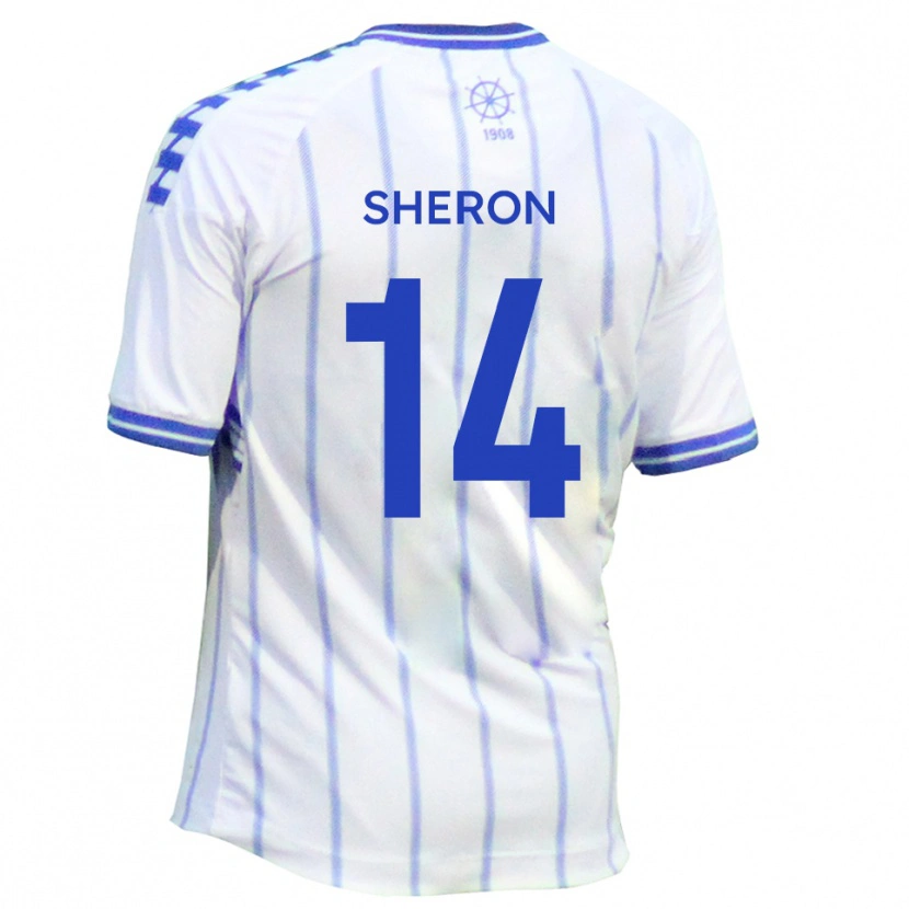 Danxen Enfant Maillot Nathan Sheron #14 Blanc Bleu Tenues Domicile 2025/26 T-Shirt