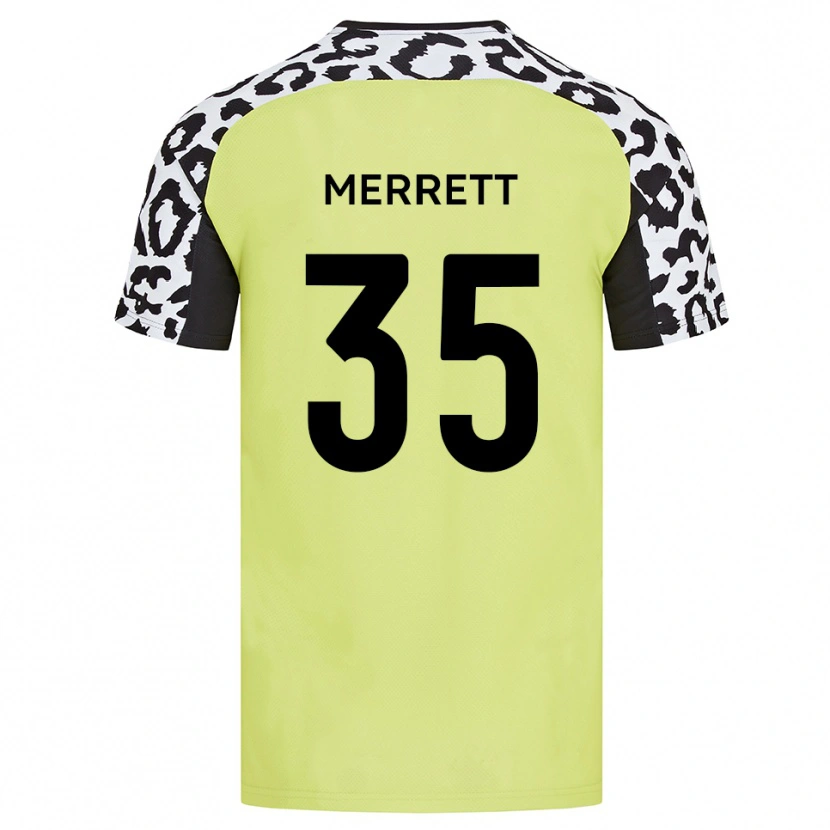 Danxen Enfant Maillot William Merrett #35 Jaune Fluorescent Tenues Domicile 2025/26 T-Shirt