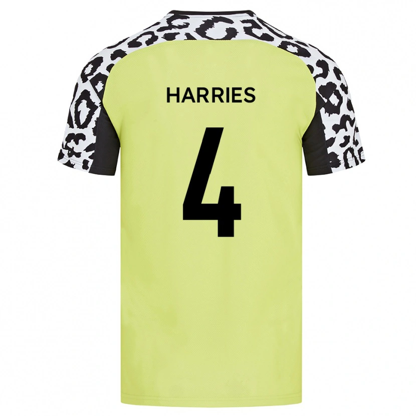 Danxen Enfant Maillot Cian Harries #4 Jaune Fluorescent Tenues Domicile 2025/26 T-Shirt
