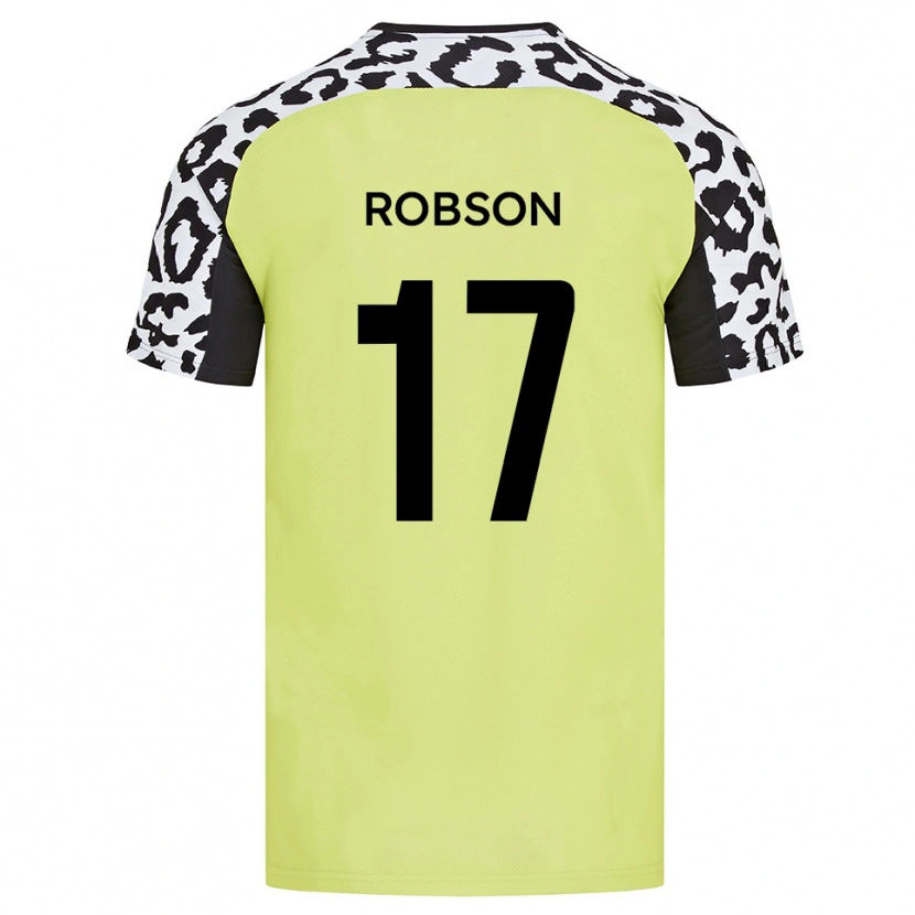 Danxen Enfant Maillot Jamie Robson #17 Jaune Fluorescent Tenues Domicile 2025/26 T-Shirt