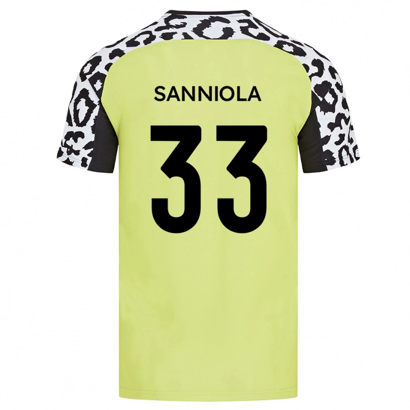 Danxen Enfant Maillot Keon Sanniola #33 Jaune Fluorescent Tenues Domicile 2025/26 T-Shirt