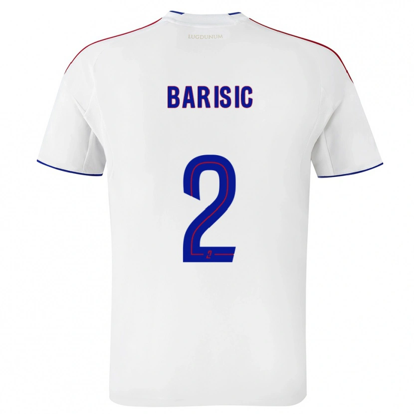 Danxen Enfant Maillot Téo Barišić #2 Blanc Rouge Tenues Domicile 2025/26 T-Shirt